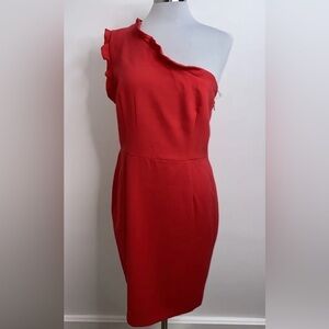 Black Halo Women's Pravella Dress Sz 16 One Shoulder Red NWT Valentine's Day